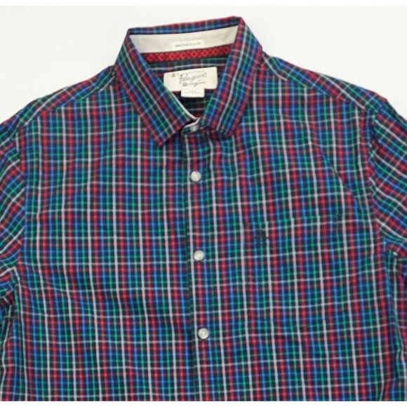Penguin Heritage Slim Fit Large Mens Black Multi Check Embroidered Logo Shirt - Picture 5 of 9